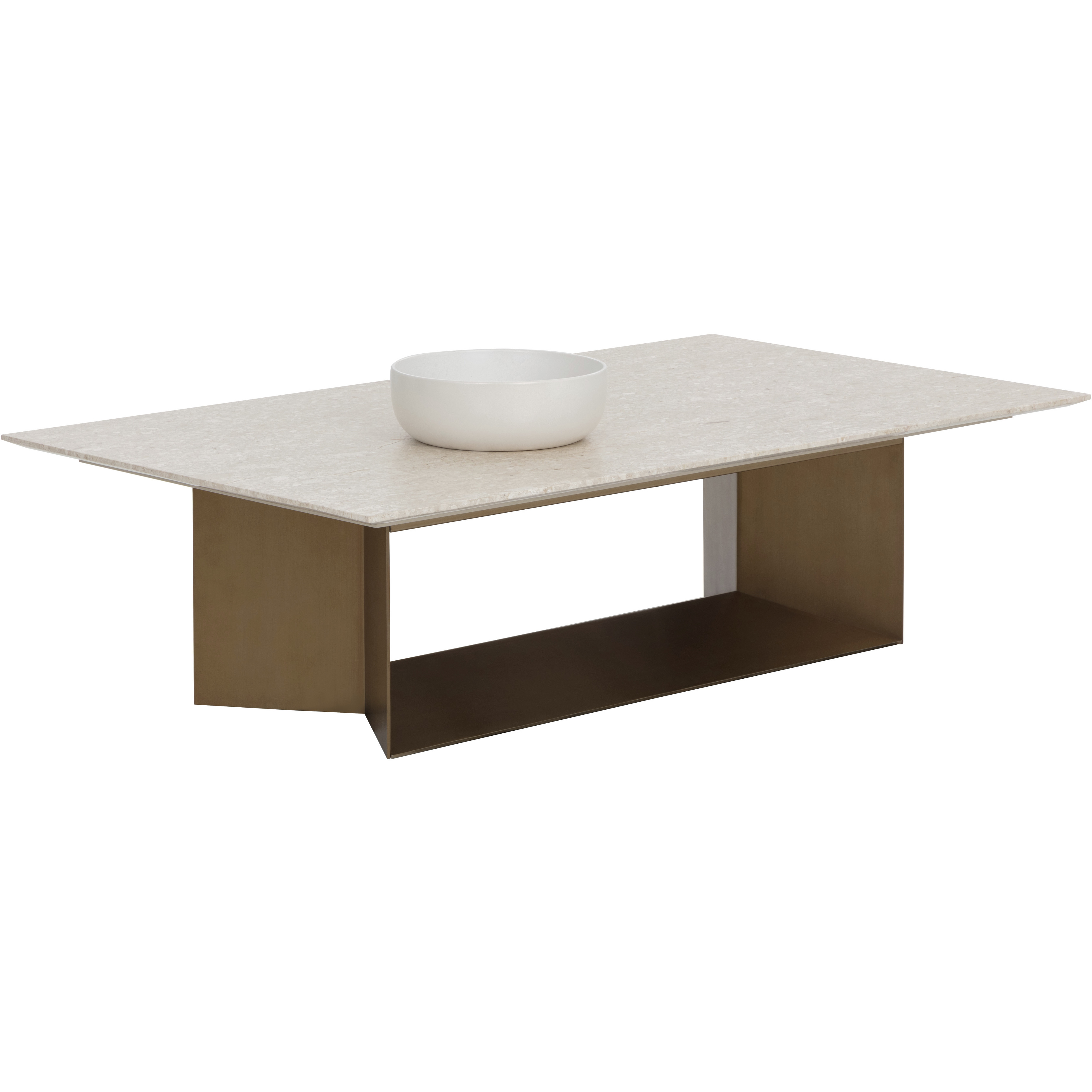 Soleen 55.25 X 31.5 inch Cream / Antique Brass Coffee Table